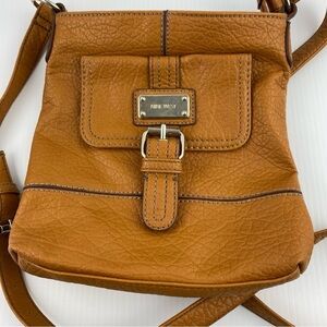 Nine West Purse Crossbody Tan Faux Leather 3 Pockets